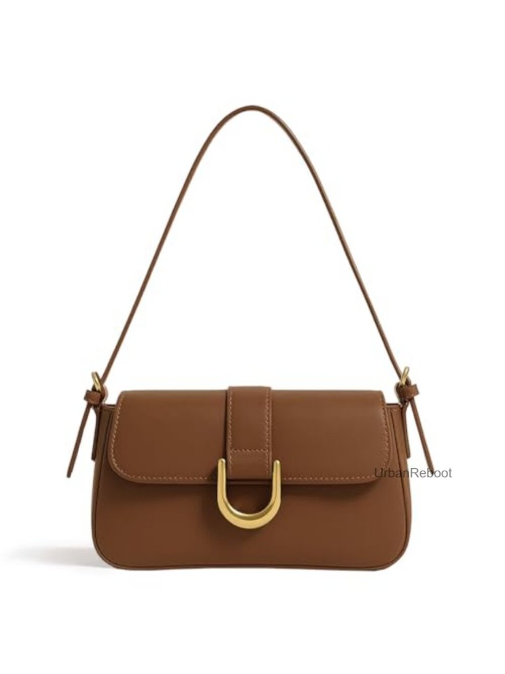 Small Vegan Leather Shoulder Bag with 2 Adjustable Straps & Zipper